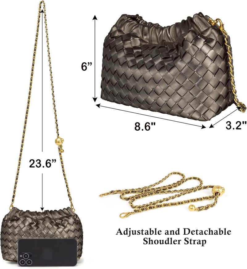 Joryin Woven Women's Crossbody Bag & Evening Purse, Trendy Dumpling Clutch & Hobo Cloud Shoulder Bag Trendy Dumpling Clutch - Image 5